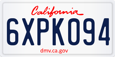 CA license plate 6XPK094