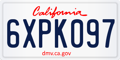 CA license plate 6XPK097