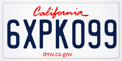 CA license plate 6XPK099