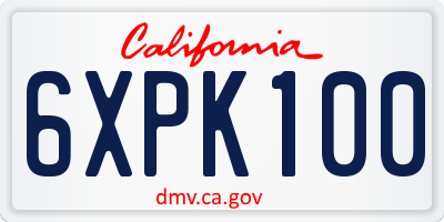 CA license plate 6XPK100