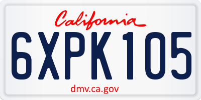 CA license plate 6XPK105