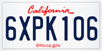 CA license plate 6XPK106