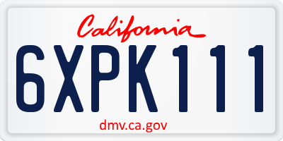 CA license plate 6XPK111