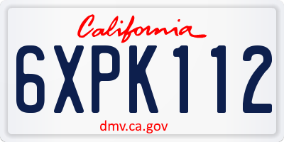 CA license plate 6XPK112