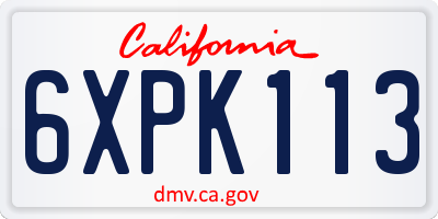CA license plate 6XPK113