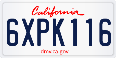 CA license plate 6XPK116