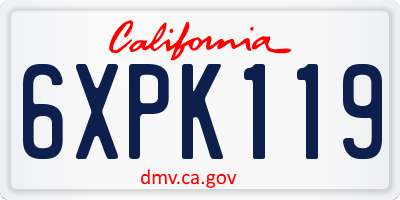 CA license plate 6XPK119