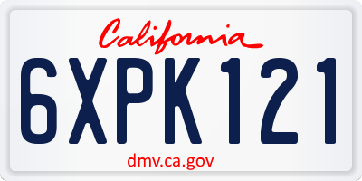 CA license plate 6XPK121