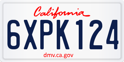CA license plate 6XPK124