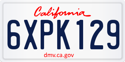 CA license plate 6XPK129