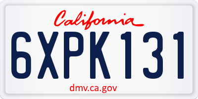 CA license plate 6XPK131
