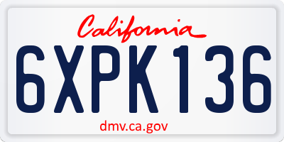 CA license plate 6XPK136