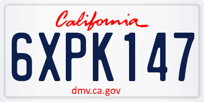 CA license plate 6XPK147