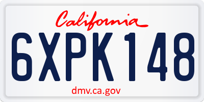 CA license plate 6XPK148
