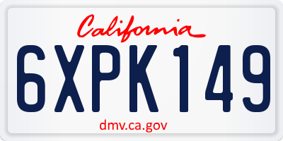 CA license plate 6XPK149