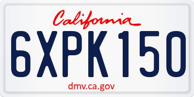 CA license plate 6XPK150
