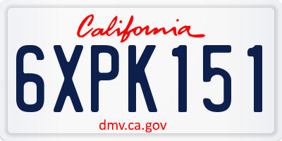 CA license plate 6XPK151