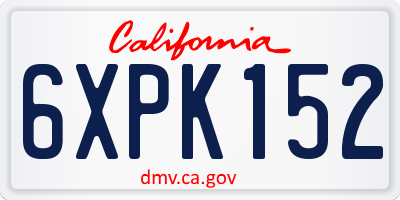 CA license plate 6XPK152