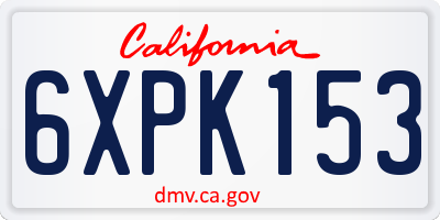 CA license plate 6XPK153
