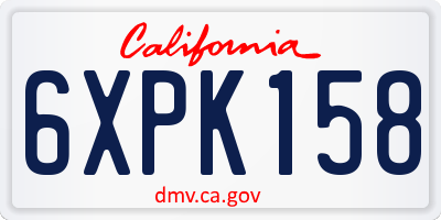 CA license plate 6XPK158