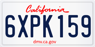 CA license plate 6XPK159