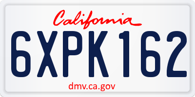 CA license plate 6XPK162