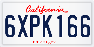 CA license plate 6XPK166