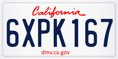 CA license plate 6XPK167