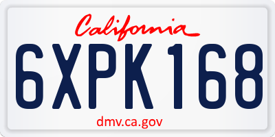 CA license plate 6XPK168