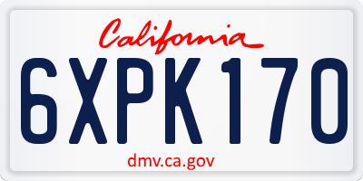 CA license plate 6XPK170