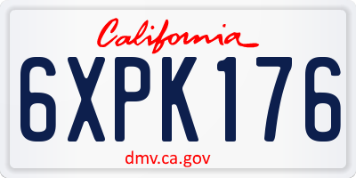 CA license plate 6XPK176