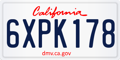 CA license plate 6XPK178