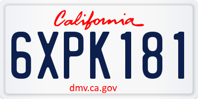 CA license plate 6XPK181