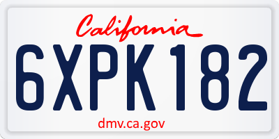 CA license plate 6XPK182