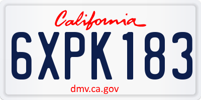CA license plate 6XPK183