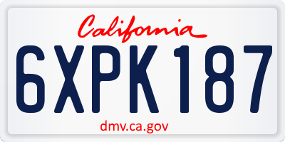 CA license plate 6XPK187