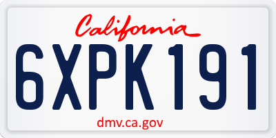 CA license plate 6XPK191