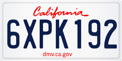 CA license plate 6XPK192