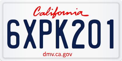 CA license plate 6XPK201