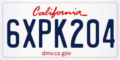 CA license plate 6XPK204