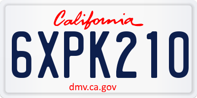 CA license plate 6XPK210