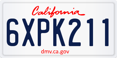 CA license plate 6XPK211