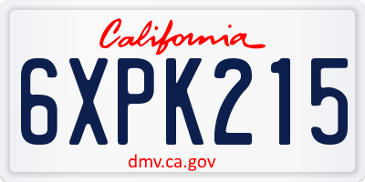CA license plate 6XPK215