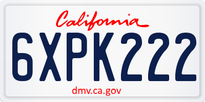 CA license plate 6XPK222