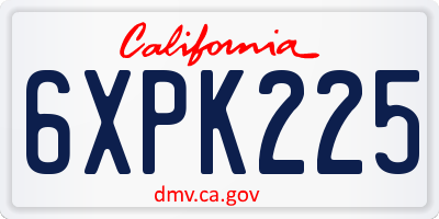 CA license plate 6XPK225