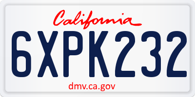 CA license plate 6XPK232