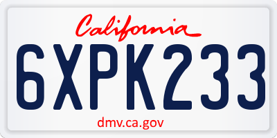 CA license plate 6XPK233