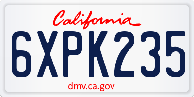 CA license plate 6XPK235