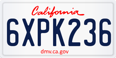 CA license plate 6XPK236