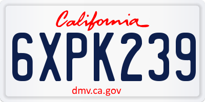 CA license plate 6XPK239